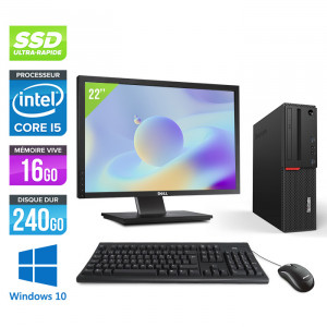 Pack Pc de bureau reconditionne Lenovo ThinkCentre M700 SFF - Intel core i5-6400 - 16Go RAM DDR4 - SSD 240 Go - Windows 10 Famille
