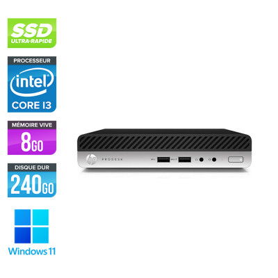 Mini Pc bureau reconditionné - HP ProDesk 400 G5 USDT - i3 - 8Go - 240Go SSD - Windows 11