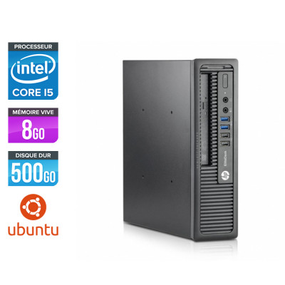 Pc bureau reconditionné - HP EliteDesk 800 G1 USDT - i5 - 8Go - 500Go HDD - Ubuntu / Linux