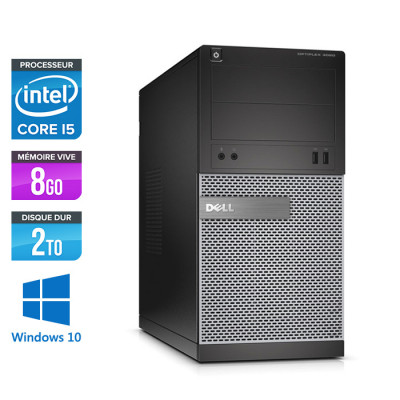 PC bureau reconditionné - Dell Optiplex 3020 Tour - i5 - 8Go - 2 To - Windows 10