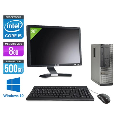 Pack pc bureau reconditionné avec écran 20" - Dell Optiplex 7010 SFF - i5 - 8Go - 500Go - Windows 10