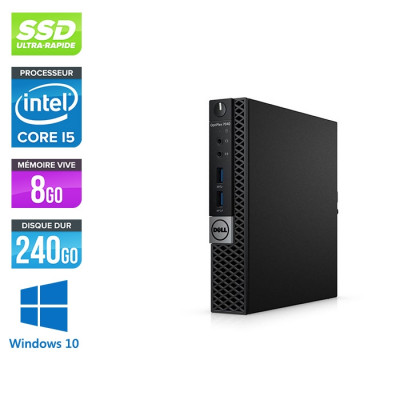 Unité centrale reconditionnée - Dell Optiplex 7050 Micro - i5 - 8Go - 240Go SSD - Win 10