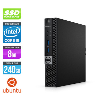 Unité centrale reconditionnée - Dell Optiplex 7040 Micro - i5 - 8Go - 240Go SSD - Linux