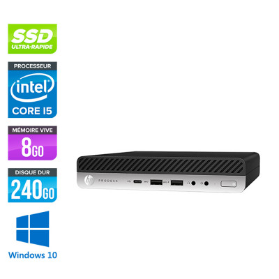 HP ProDesk 600 G4 Mini - i5-8500T - 8Go DDR4 - 240Go SSD - Windows 10