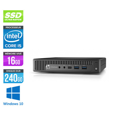 Pc de bureau HP EliteDesk 600 G1 desktop mini reconditionné - i5 - 16Go DDR4 - 240Go SSD - Windows 10