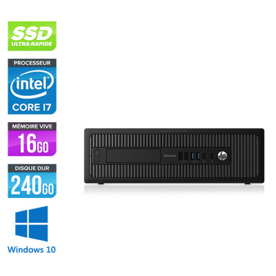 Ordinateur de bureau - HP EliteDesk 800 G1 SFF reconditionné - i7 - 16Go - 240Go SSD - Windows 10