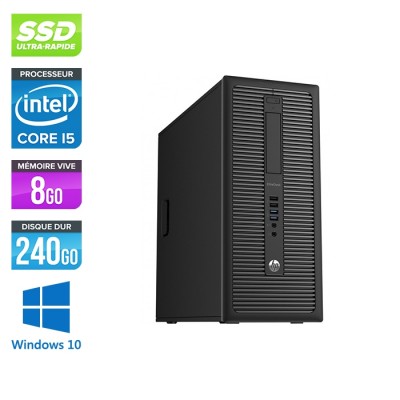 Ordinateur de bureau reconditionné - HP EliteDesk 800 G1 Tour - i5 - 8Go - 240Go SSD - Windows 10