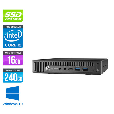 Pc de bureau HP EliteDesk 800 G2 USDT reconditionné - i5 - 16Go DDR4 - 240Go SSD - Windows 10