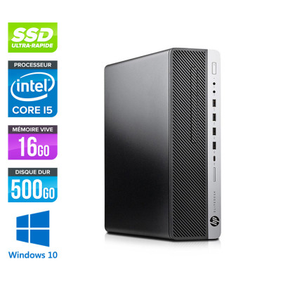 Pc de bureau HP EliteDesk 800 G3 SFF reconditionné - i5 - 16Go DDR4 - 500GO SSD - Windows 10
