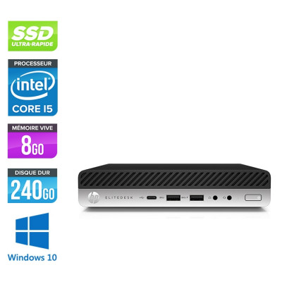 Pc de bureau HP EliteDesk 800 G4 DM reconditionné - i5 - 8Go DDR4 - 240Go SSD - Windows 10