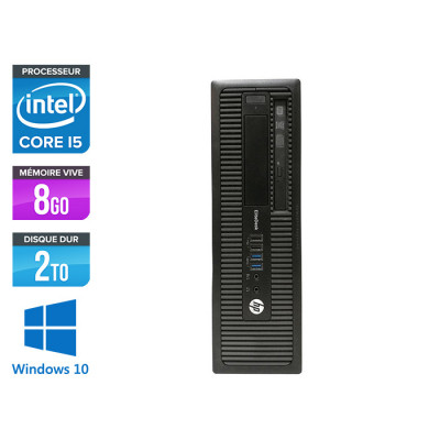 Ordinateur de bureau - HP EliteDesk 800 G1 SFF reconditionné - i5 - 8Go - 2To HDD - Windows 10