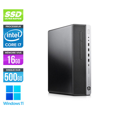 Pc de bureau HP EliteDesk 800 G4 SFF reconditionné - i7 - 16Go DDR4 - 500Go SSD - Windows 11
