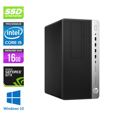 Pc bureau gamer reconditionné - HP ProDesk 600 G3 Mini Tour - i5-6500 - 16Go DDR4 - 240Go SSD - NVIDIA GeForce GTX 1050 - Windows 10