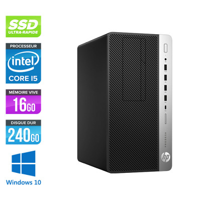 PC bureau reconditionné - HP ProDesk 600 G3 Mini Tour - i5-6500 - 16Go DDR4 - 240Go SSD - Windows 10