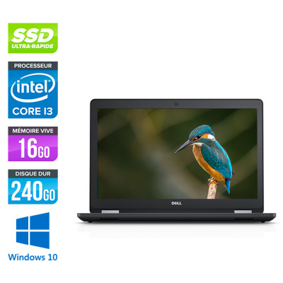 Pc portable reconditionné - Dell latitude E5570 - i3 - 16 Go - 240 Go SSD - Windows 10 -  État correct