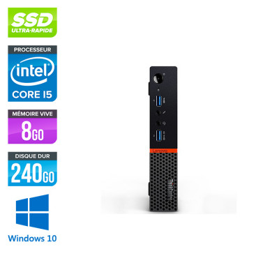 Pc de bureau reconditionne Lenovo ThinkCentre M700 Tiny - Intel core i5-6500T - 8Go RAM DDR4 - SSD 240 Go - Windows 10 Famille