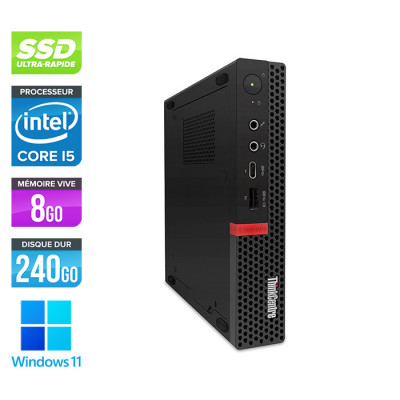 PC bureau reconditionné - Lenovo ThinkCentre M720Q Tiny - Intel core i5-8400T - 8Go RAM DDR4 - 240Go SSD - Windows 11
