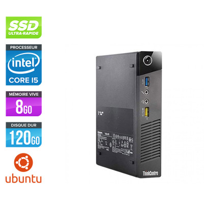 Pc bureau reconditionné - Lenovo M73 USFF - i5 - 8Go - 120Go SSD - Linux