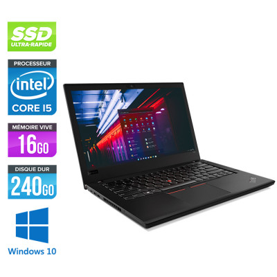 Pc portable reconditionné - Lenovo ThinkPad T480 - i5 - 16Go - 240Go SSD - 14" FHD - Windows 10 - État correct