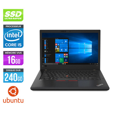 Pc portable reconditionné - Lenovo ThinkPad T480 - i5 - 16Go - 240Go SSD - 14" FHD - Ubuntu / Linux
