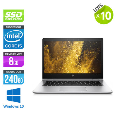 Lot de 10 ultrabook reconditionnés - HP EliteBook X360 1030 G2 - i5 - 8Go - 240Go SSD - 13" FHD tactile - W10