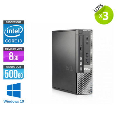 Lot 3 Pc bureau reconditionné - Dell Optiplex 7010 USFF - i3 - 8Go - 500Go HDD - Windows 10