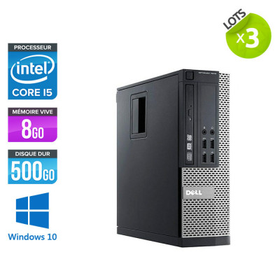 Lot 3 PC bureau reconditionné - Dell Optiplex 7010 SFF - i5 - 8Go - 500Go - Windows 10