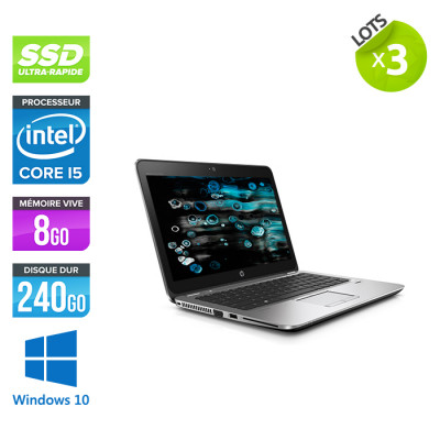 Lot 3 ultrabooks reconditionnés - HP Elitebook 820 G3 - i5 6200U - 8Go - 240 Go SSD - Windows 10