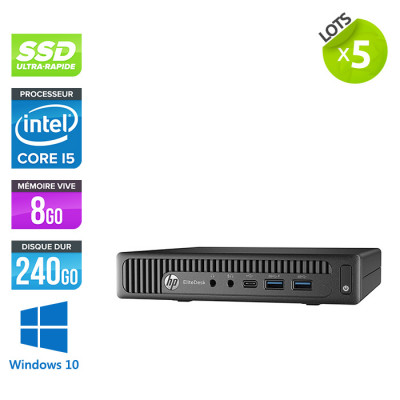 Lot 5 pc bureau reconditionnés HP EliteDesk 800 G2 DM - i5 - 8Go - 240Go SSD - Windows 10 - Trade Discount