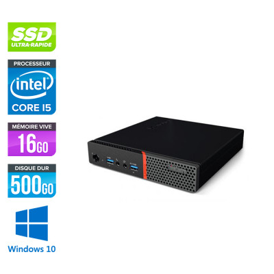 PC de bureau reconditionné - Lenovo ThinkCentre M710Q Tiny - Intel core i5-6500T - 16Go RAM DDR4 - 500Go SSD - Windows 10