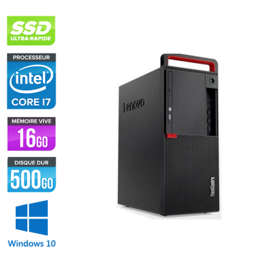 PC bureau reconditionné - Lenovo ThinkCentre M910T Tour - i7 - 16 Go - 500 Go SSD - Windows 10