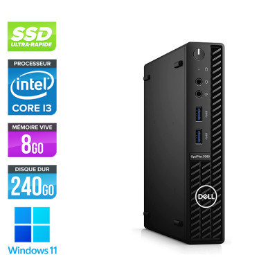 Pc de bureau Dell 3080 Micro reconditionné - Intel Core i3-10100 - 8Go - SSD 240 Go - W11