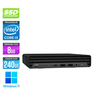 Mini PC bureau reconditionné - HP ProDesk 600 G6 USDT - i3 10100T - 8Go DDR4 - 240Go SSD - Windows 11
