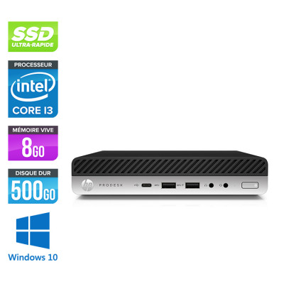 Pc bureau reconditionné - HP ProDesk 600 G3 DM - i3-6100T - 8Go DDR4 - 500Go SSD - Windows 10