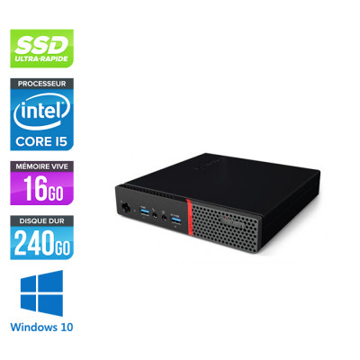 PC de bureau reconditionné - Lenovo ThinkCentre M710Q Tiny - Intel core i5-6500T - 16Go RAM DDR4 - 240Go SSD - Windows 10