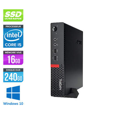 Pc bureau reconditionné - Lenovo ThinkCentre M910Q TINY - i5 - 16 Go - 240 Go SSD - Windows 10