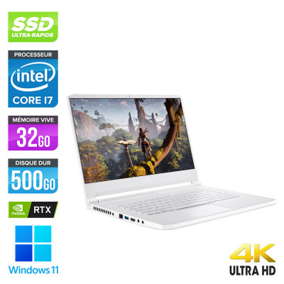 Pc portable Gamer reconditionné Acer Concept D 5 Pro - i7 - 32Go - 2 x 512Go SSD - RTX 2080 - 15,6" 4K UHD - Windows 11