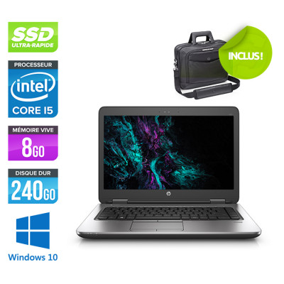 Pc portable - HP ProBook 640 G2 reconditionné - i5 6200U - 8Go - SSD 240Go - 14'' HD - Webcam - Windows 10 + Sacoche 14" Dell