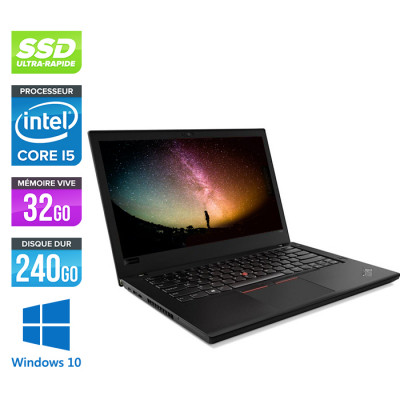 Pc portable reconditionné - Lenovo ThinkPad L480 - Intel Core i5 7300U - 32Go de RAM - 240Go SSD NVMe  - W10