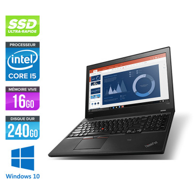 Ordinateur portable reconditionné - Lenovo ThinkPad T560 - i5 - 16Go - 240Go SSD - déclassé