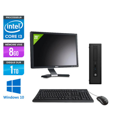 Pack HP ProDesk 600 G2 SFF - i3-6100 - 8Go DDR4 - 1 To HDD - Windows 10 + Écran 20"