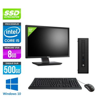 HP ProDesk 600 G2 SFF - i5-6500 - 8Go DDR4 - SSD 500Go - Windows 10 - ecran 22
