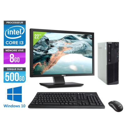 Pack PC bureau reconditionné - Lenovo M83 SFF - i3 - 8 Go - 500Go HDD - Windows 10