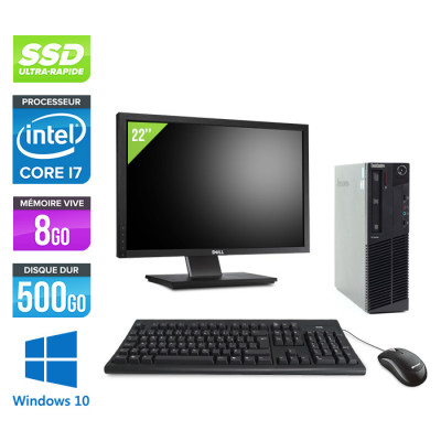 Pack Lenovo M83 SFF - i7 - 8Go - 500Go SSD - Ecran 22 pouces - Windows 10