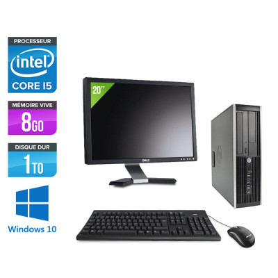 Pack ordinateur bureau reconditionné - HP Elite 8300 SFF - Core i5 - 8Go - 1To HDD + Ecran 20" - Windows 10
