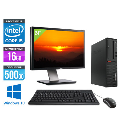 Pack PC de bureau reconditionné - Lenovo ThinkCentre M710s SFF + Écran 23" - Intel core i3-7100 - 16 Go RAM DDR4 - 500 Go HDD - Windows 10