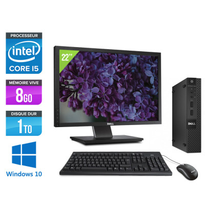 Pack Pc de bureau reconditionné - Dell 3020 Micro - Intel Core i5 - 8Go - 1 To HDD - W10