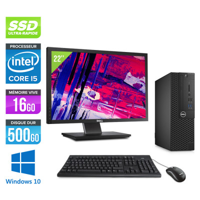 Pack PC de bureau reconditionné - Dell OptiPlex 3050 SFF - Intel Core i5 7500 - 16Go - 500Go SSD - W10
