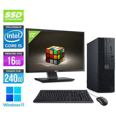 Pack PC bureau reconditionné - Dell Optiplex 3060 SFF - Intel Core i5-8400 - 16Go - 240Go SSD - Windows 11