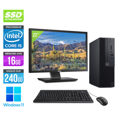 Pack PC de bureau reconditionné avec écran 22" - Dell OptiPlex 3070 SFF - i5 - 16Go - SSD 240Go - W11